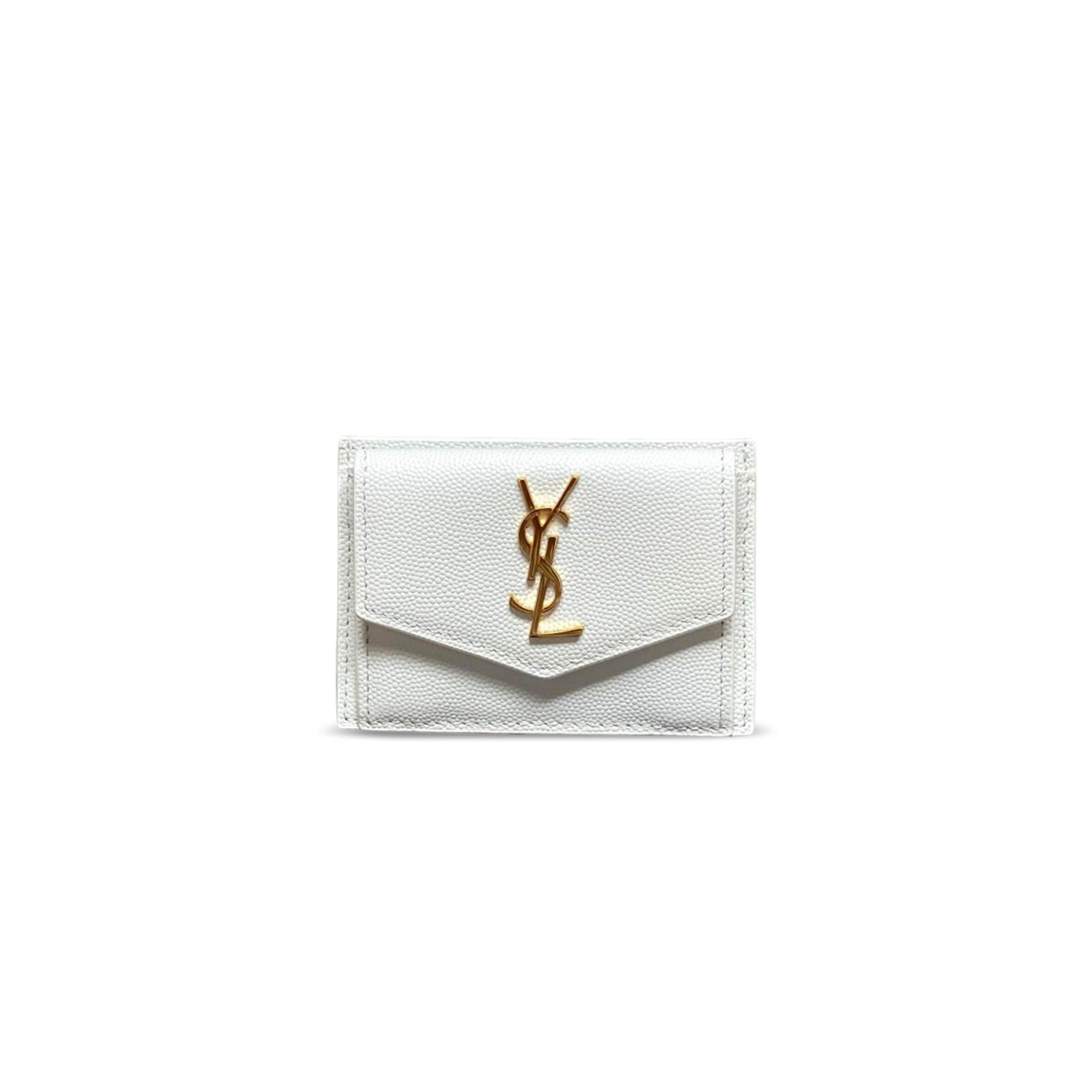 YSL UPTOWN FLAP CARD CASE IN GRAIN DE POUDRE LEATHER 582305 (10.5*7*1.5cm)